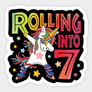 I'm Turning 7 Roller Skate Unicorn Gift Sticker